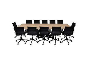 Solis Patio Suprema Conference Table Set, 13-Piece Mid Back Ribbed, Black