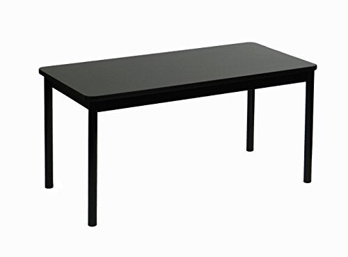 Correll 24"x72" Office & Utility Work Table, Black Granite Laminate, Black Frame