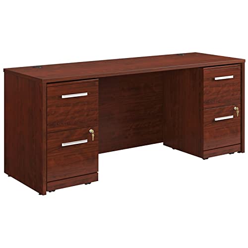 Pemberly Row Cherry 72" x 24" Shell with Two 2-Drawer Mobile File Cabinets