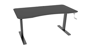 Ergo Elements Manual Height Adjustable Stand Up Desk with 60" Top, Crank System Ergonomic Standing 2 Leg Workstation, Black with Black Top