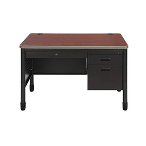 OFM Mesa Series Steel Teacher's Desk with Laminate Top, 3-Drawer Single Pedestal, in Cherry (66348-CHY)
