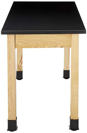 National Public Seating Science Table, 24" x 48", Chem Res Top, Black Top, Ashwood Legs