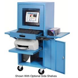 Mobile Security Computer Cabinet, Blue, 24-1/2"W x 22-1/2"D x 60-3/8"H