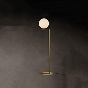 MAXEZE Dimmable Brass Floor Lamp with Glass Ball Lampshade - Tall Pole Overhangs Standing Light for Living Room Bedroom