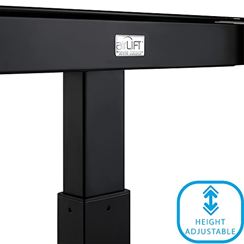 Seville Classics airLIFT Computer Desk Table, 47" Height Adjustable, Tempered Black Glass