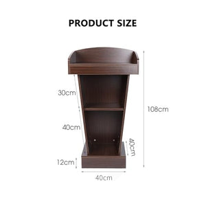 Yadlan Wooden Lectern Podium Stand with Storage Area and Baffle Plate