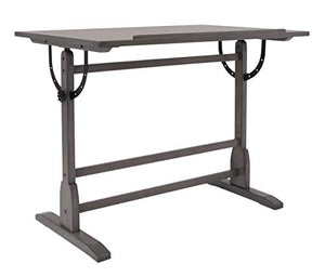 SD STUDIO DESIGNS Vintage Solid Wood Drawing 42" x 30" Angle Adjustable Top Drafting Table, Large, Slate Gray