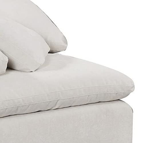 Generic Modular Wedge with Loose Seat and Back Cushion - White Solid Modern Contemporary Fabric Wood