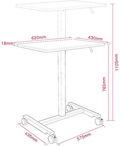 WooDeY Mobile Laptop Stand with Adjustable Height and Brake Casters