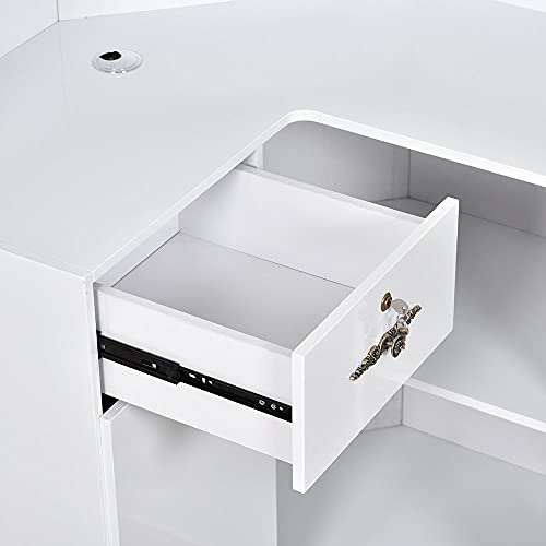 Dir Reception Area Counter with LED Lights Valencia Curved White