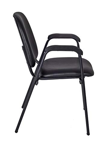 Romig Ace Vinyl Guest Stacking Chair with Arms (18 Pack) - Black