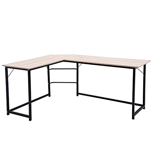 ADHW Computer Gaming Office Home Desk L-Shaped Workstation Laptop Metal Table Black