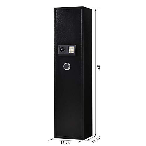HOMCOM 56" Steel Electronic 5 Rifle Gun Safe Security Cabinet w/Digital Keypad, Keys,Padded Interior- Black