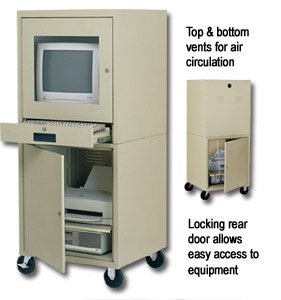 Edsal CSC6900GY Steel Mobile Computer Enclosure, Pre-Assembled Assembly Type, 21" W x 22" D x 59" H, Light Gray
