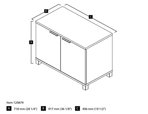 Bestar Pro-Linea 2-Door Storage Unit, White