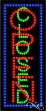LED Open Closed Sign for Business Displays | Vertical Electronic Light Up Sign for Restaurants, Bars | 27"H x 11"W x 1"D
