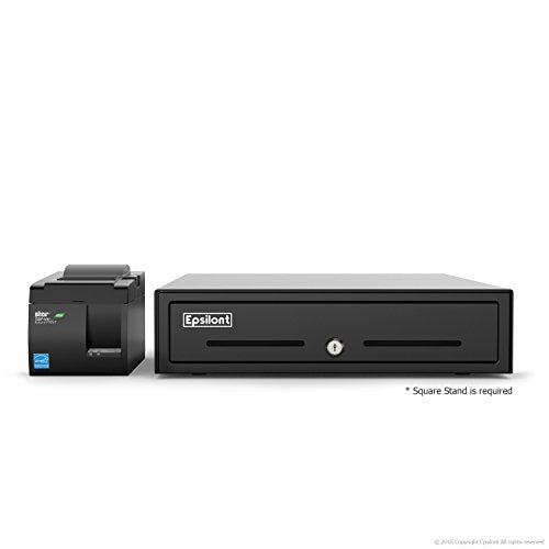 Star Micronics TSP143III USB Receipt Printer and Epsilont 16" by 16" Cash Drawer 4 Bill 5 Coin Compatible with Square