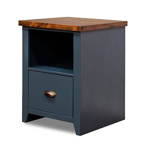 Bridgevine Home Modern Farmhouse File Cabinet, 22 Inch, Blue Denim/Whiskey Finish