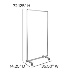 Flash Furniture Raisley Mobile Freestanding Clear Room Divider Sneeze Guard