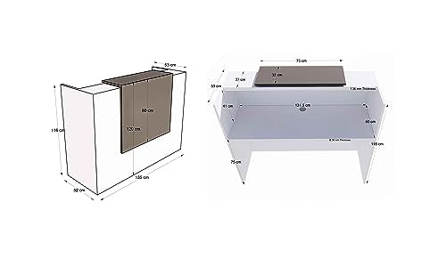 UGOS Modern Reception Desk 53" - Laminate Desktop, Multifunctional Transaction Counter - White & Anthracite Gray