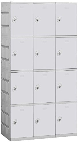 Salsbury Industries 94368GY-U Four Tier 38.25-Inch Wide 738.25-Inch High 18-Inch Deep Unassembled Plastic Locker, Gray