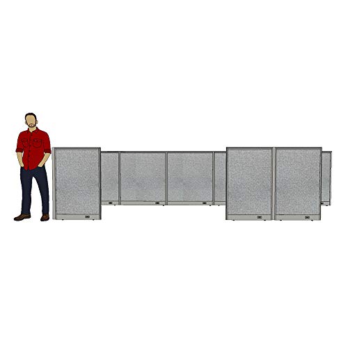 G GOF 3 Person Workstation Cubicle (5'D x 18'W x 4'H) - Grey Office Partition