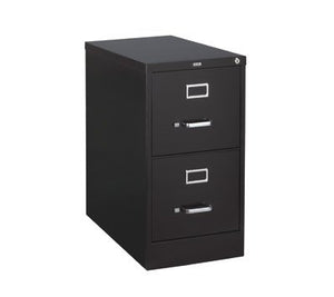 OfficeMax Two-Drawer Commercial Vertical File, 26-1/2" D, Letter Size, Black OM96818