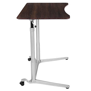 Flash Furniture Sit-Down, Stand-Up Dark Wood Grain Computer Ergonomic Desk with 37.375"W Top (Adjustable Range 29" - 40.75")