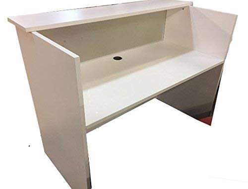 DFS Designs DFS Reception Desk Shell which fits a 15" Monitor - 48" W by 24" D by 44" H White W/Frosted Glass Front