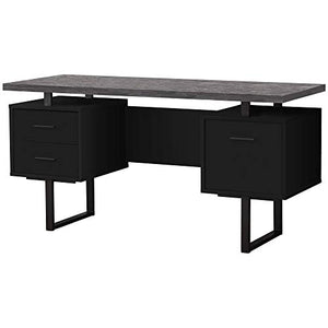 Monarch Specialties I I 7415 DESK-60 L Grey TOP Metal Computer Desk, Black