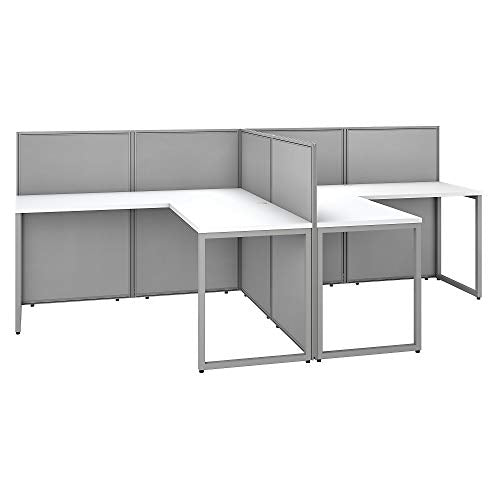 Bush Business Furniture Easy Office 2 Person L Shaped Cubicle Desk Workstation, 60W x 45H, Pure White