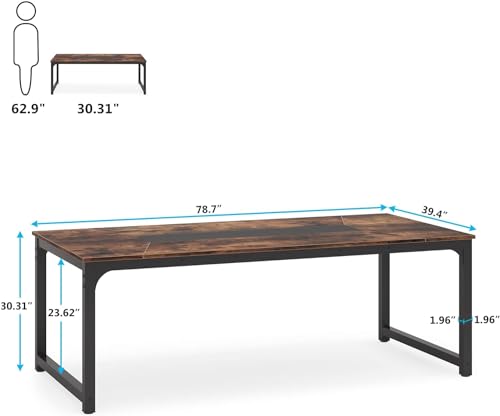 Tribesigns Modern X-Large Executive Office Desk, 78.7 x 39.4 inch, Rustic/Black