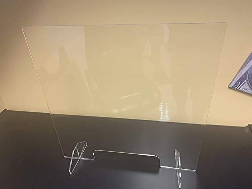 Plexiglass Sneeze Guard - 32"w x 24"h Protective Freestanding Shield Guards Against Sneezing and Coughing/ 1/8" Thk (11.75"w X 2.5"h Cutout) (32x24 (10-Pack))