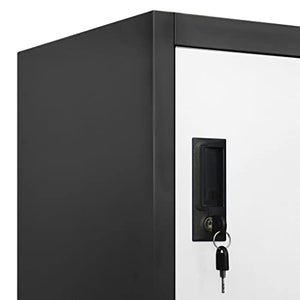 GOLINPEILO Metal Locker Storage Cabinet with 9 Lockable Doors, Anthracite and White Steel Organizer 35.4"x17.7"x70.9