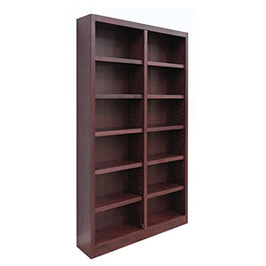 Home Square Double Wide Solid Wood 84" Bookcase, Set of 2, Cherry