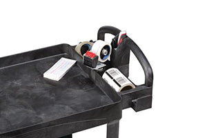 Rubbermaid Commercial Products Heavy-Duty 2-Shelf Utility Cart, Ergo Handle, Black