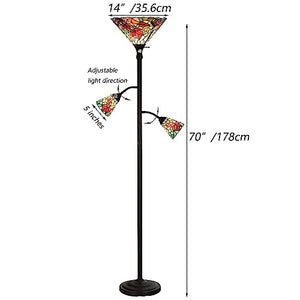 Bieye Tiffany Style Maple Tree Leaves Stained Glass Torchiere Floor Lamp, 70-inches Tall