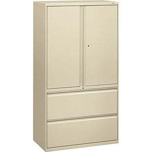 HON 800 Series Wide Lateral File with Storage Cabinet, Putty