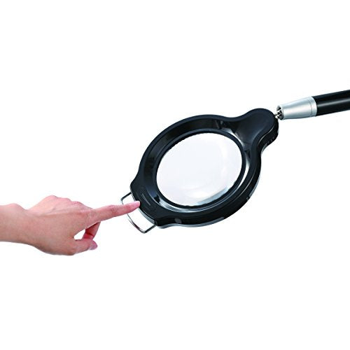 BLACK+DECKER PureOptics Summit Zoom Magnifier 10W Flicker-Free Natural Daylight LED Desk Lamp, 5-Diopter Lens, USB Port, 6 Dimming Levels (416 Lumens), Black (LED10ARCMAG-BLK)