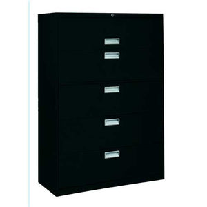 Sandusky Lee LF6A425-09 600 Series 5 Drawer Lateral File Cabinet, 19.25" Depth x 66.375" Height x 42" Width, Black
