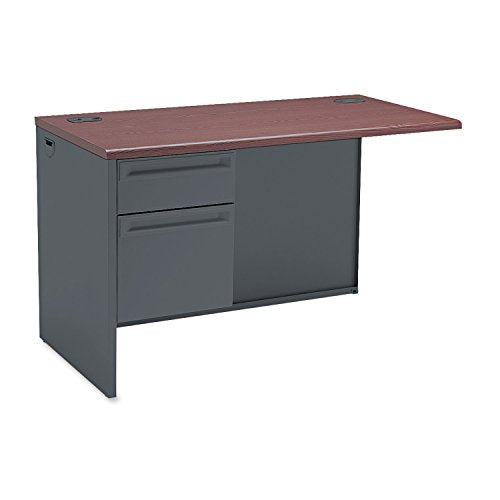 HON 38000 Series Left Flush Return, 48W X 24D X 29.5H, Mahogany/Charcoal