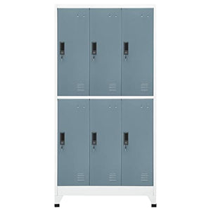THOYTOUI Locker Cabinet, Steel Storage Unit - Light Gray/Dark Gray 35.4"x17.7"x70.9