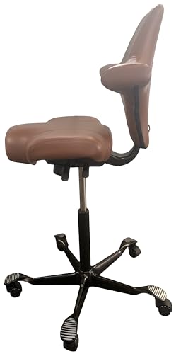 HAG Adjustable Standing Desk Chair - Black Frame - Leather Nutmeg Seat