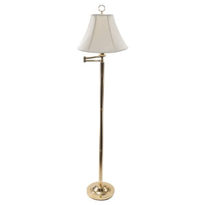 LEDU 58" High Brass Swing Arm Floor Lamp with Cream Shade (L579BR)
