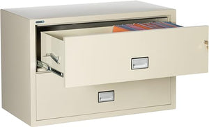 PHOENIX SAFE INTERNATIONAL LLC Lateral 44" 2-Drawer Fireproof File Cabinet with Key Lock, Water Seal - Putty (LAT2W44P)