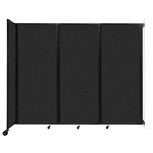 VERSARE Room Divider 360 Wall-Mounted Folding Partition | Locking Wheels | Temporary Room Separator | 8'6" x 6'10" Black SoundSorb Panels