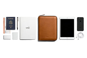 Bellroy Work Folio A5 (Premium Leather Portfolio, Zipper Closure, Organizers A5 Notebooks, Pens, Phone, Cards & More) - Caramel