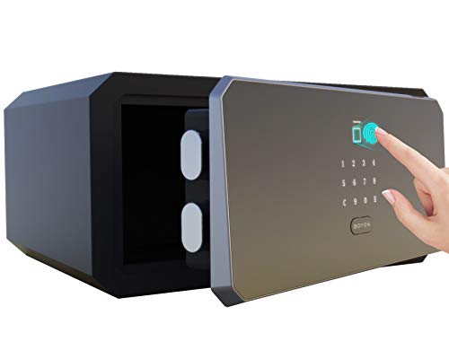 BOFON 1.45 Cubic Fingerprint Password Safe Box,Pistol Safe,Security Box with Key, ,Safety Boxes for Home,Cabinets for Office,Lock Box