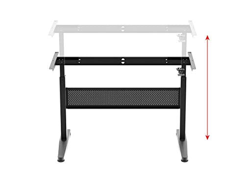 Monoprice Height Adjustable Gas-Lift Sit-Stand Desk Frame - 5 Feet Wide - Black | Mobile and Versatile, Easy to use, Smooth and Quiet - Workstream Collection