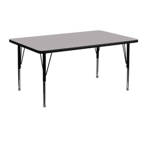 Flash Furniture 24''W x 48''L Rectangular Grey Thermal Laminate Activity Table - Height Adjustable Short Legs